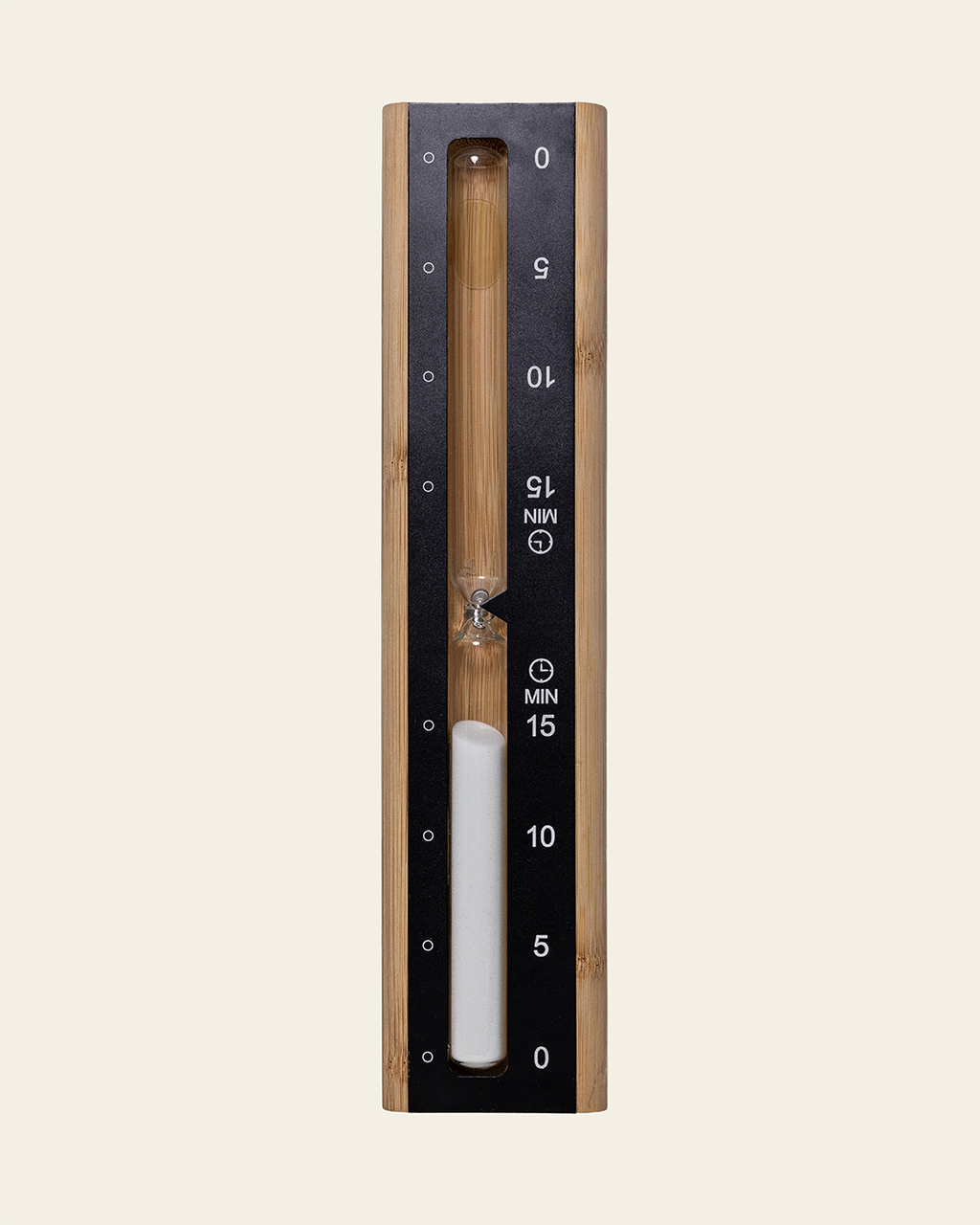 Sauna-Sanduhr aus Bambus und Schwarz