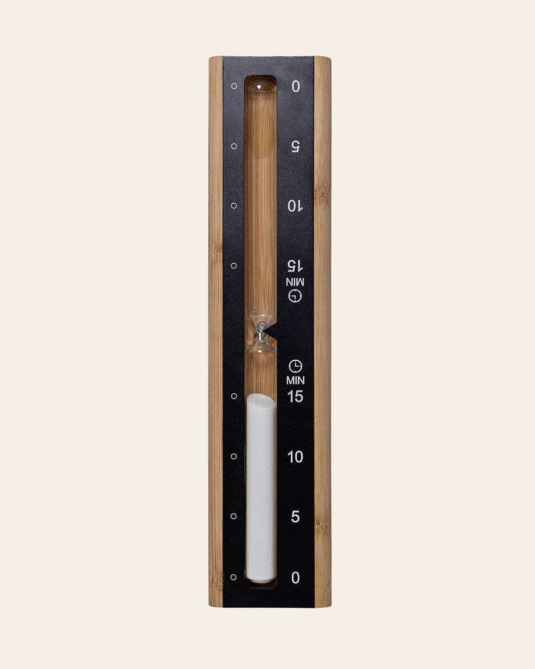 Sauna-Sanduhr aus Bambus und Schwarz