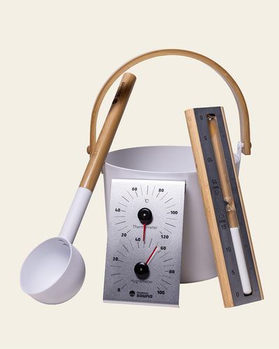 Komplettes Sauna-Set aus weißem Aluminium