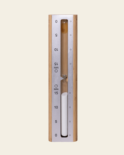 Sauna-Sanduhr aus Aluminium und Bambus